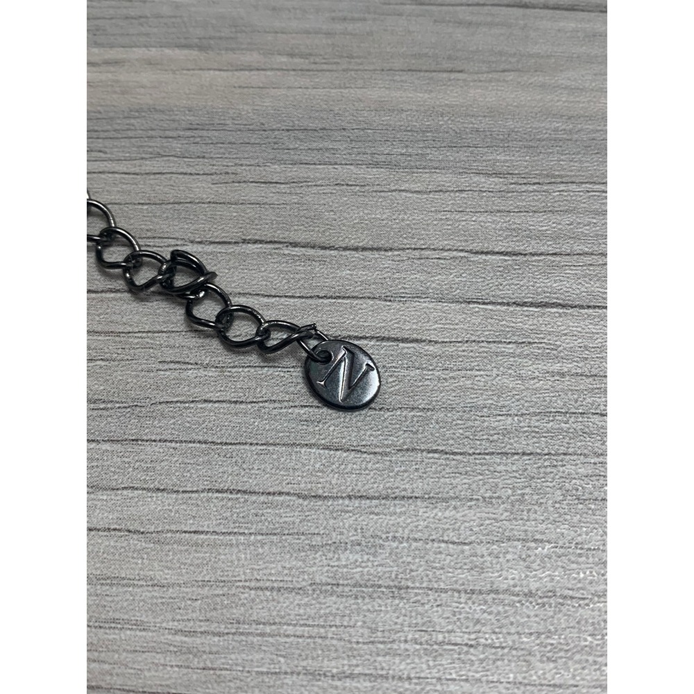 Napier Mixed Metal Textured Disc Y-Necklace Gunmetal Tone Beaded Drop Statement - Picture 4 of 10